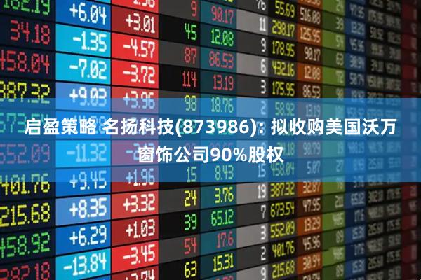 启盈策略 名扬科技(873986): 拟收购美国沃万窗饰公司90%股权